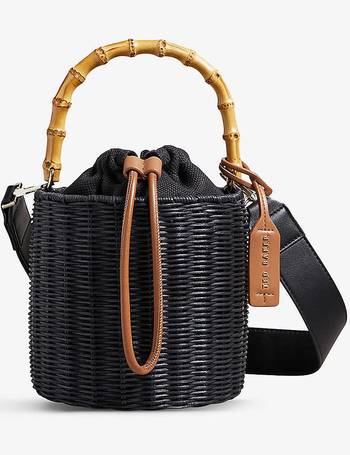 Ted Baker Aminah Webbing-strap Leather Bucket Bag in Black