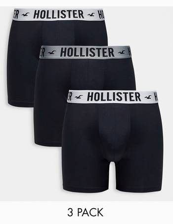 Hollister 3 pack trunks logo waistband in navy/red/grey, ASOS