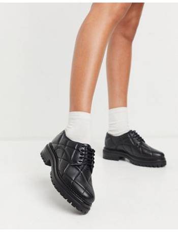 asos design mottle leather flat brogues in black