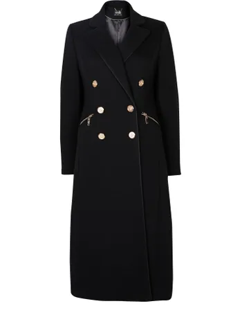 wallis black chain detail longline coat