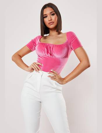 Pink velvet deals bodysuit missguided