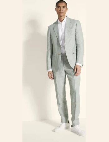 moss bros green linen suit