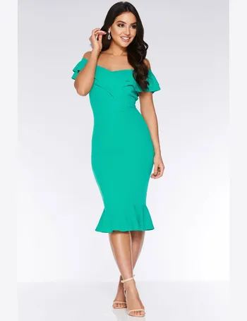 quiz bottle green bardot dress