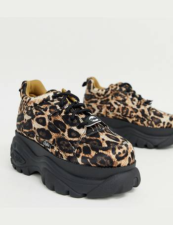 buffalo colby exclusive low platform chunky trainers in leopard