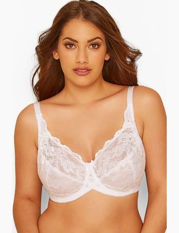 YOURS Pink Stretch Lace Non-Padded Underwired Balcony Bra