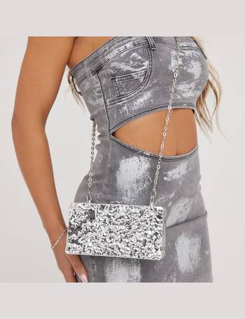 Ego x Molly-Mae cross-body bag in white quilt with chain handle