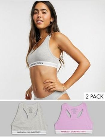 French Connection 2 pack crop top bralettes in ink and gray