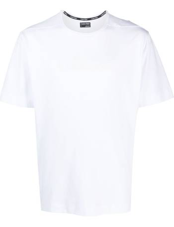 Calvin Klein core lifestyle logo beach crew neck t shirt in white