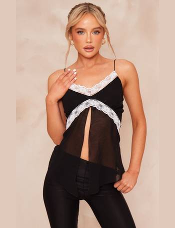 Wine Faux Leather Strappy Cami Top