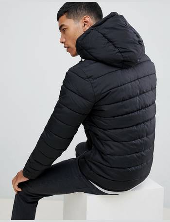 new look hooded puffer jacket in black