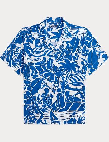 Polo ralph lauren surf print hawaiian deals print short sleeve pockets shirt in red