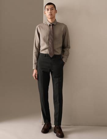 Tailored Fit Pure Wool Flannel Trousers