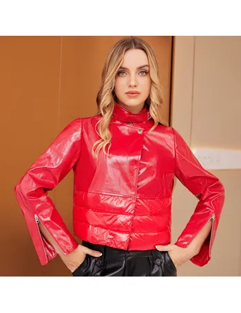 shein red leather jacket