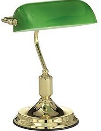 Ideal Lux Lawyer Desk Lamp Gold with Green Glass Shade