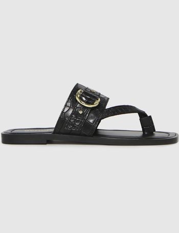 Womens Black schuh Tonya Flatform Toe Thong Sandals