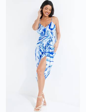 Quiz Blue Satin Halter Neck Midi Dress