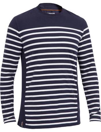 Men's Long-sleeved Sailor T-Shirt Sailing 100 - Blue White - Decathlon