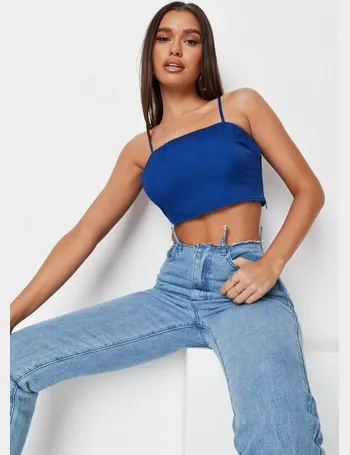 Missguided Tall co-ord satin strappy bralet in blue