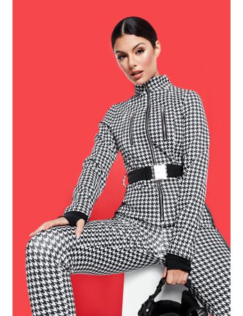 missguided houndstooth ski suit