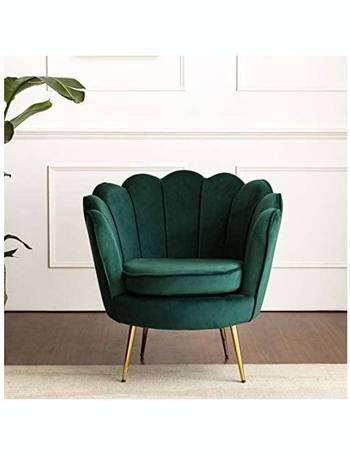 Emerald Green Cherry Tree Furniture AURELIE Velvet Fluted Back Armchair Tub Chair