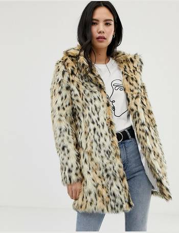 Qed London Women S Faux Fur Coats, Qed London Leopard Faux Fur Coat