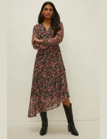 oasis animal wrap midi dress