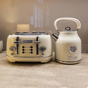 Charles Bentley Cream & Grey 3kW 1.7 bollitore e 4 Slice Toaster colazione Cucina Appliance Set Nuovo 