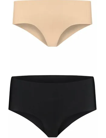 Bye Bra invisible no VPL smoothing 2 pack thong in black and beige