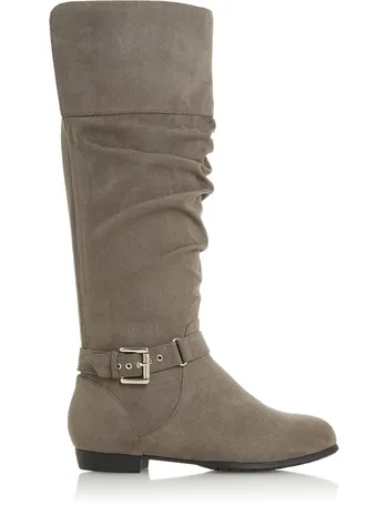 dune grey knee high boots