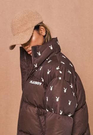 Missguided Ski reversible puffer jacket in brown