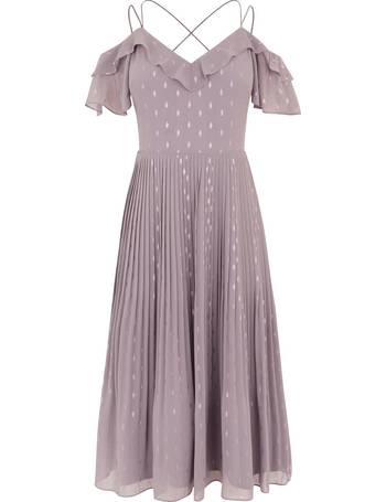 oasis grey pleated dress