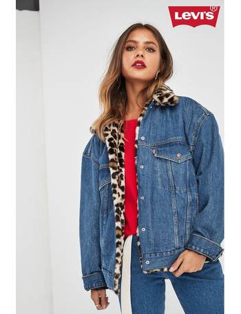 levi denim jacket with leopard lining