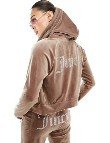 Juicy Couture VELOUR HOODIE WITH HEART DIAMANTE Pink