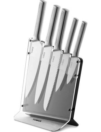 Buy Tower 5 Piece Knife Block - Rose Gold and Black