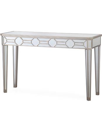 Furniture123 Console Tables, Narrow Mirrored Console Table With Diamond Gems Jade Boutique