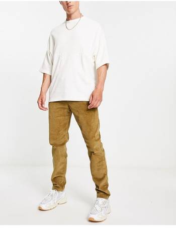 Selected Homme cotton blend ripstop trousers with cuff in khaki - KHAKI