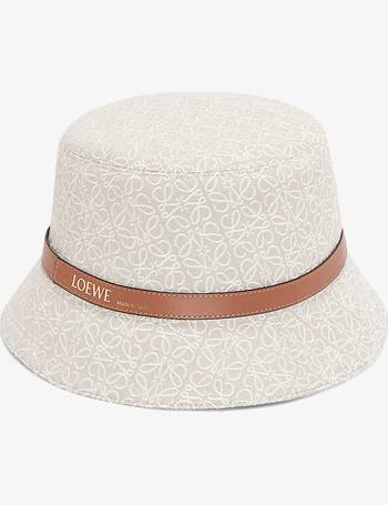 Loewe Leather-trimmed Cotton-Blend Jacquard Bucket Hat - Women - Tan Hats