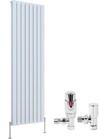 with One Pair of Free Modern Angel Valves Designer Radiator Bathroom Central Heating NRG 1800 x 408 mm Vertical Column Radiator Chrome Single Flat Panel
