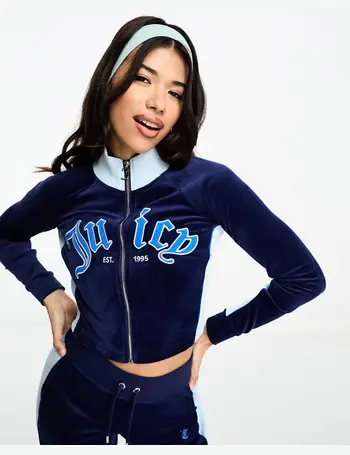 Juicy Couture co-ord velour tracksuit bottoms with diamante logo in blue