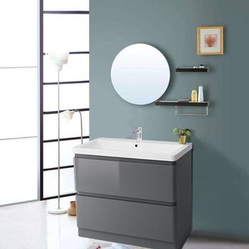 NRG 600mm Floor Standing 2 Drawer Vanity Unit Basin Storage Bathroom Furniture Gloss White 
