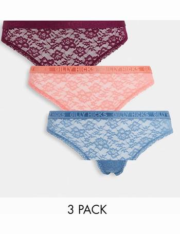 Gilly Hicks 3 pack chenille lace cheeky briefs in multi