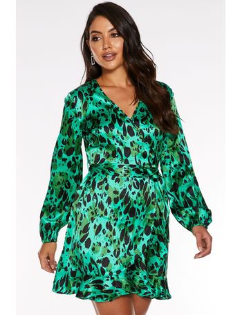 Quiz green leopard dress best sale