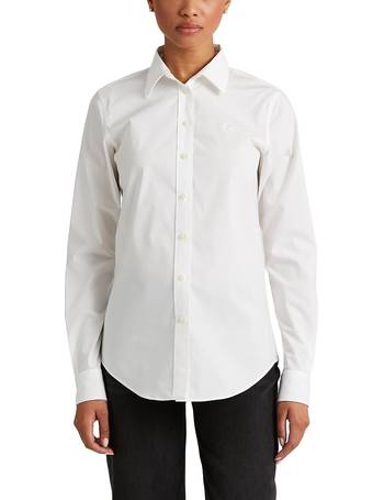 Lauren Ralph Lauren Womens Jamelko Eyelet Long Sleeves Button-Down Top