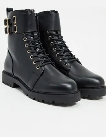 asos design adele hardwear lace up boots in black