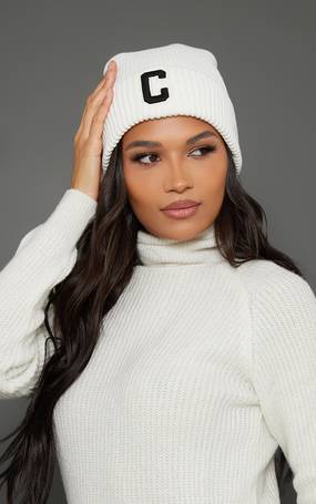 White Soft Knit Eyelash Yarn Beanie