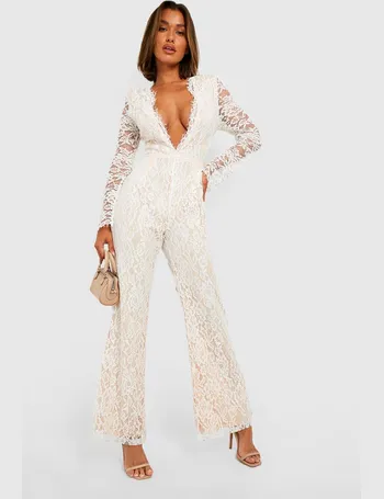 Plunge Lace Wide Leg Jumpsuit