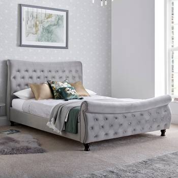Double Bed Frames Up To 70 Off, Cavill Grey Fabric King Size Bed Frame