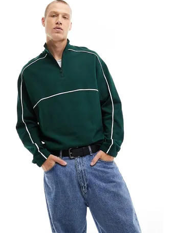 ASOS DESIGN oversized half zip polar fleece sweatshirt in green