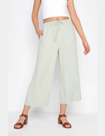 LTS Tall Women's Green Cotton Twill Wide Leg Cropped Trousers