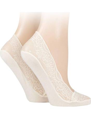 Ladies 2 Pair Elle Classic Fishnet Anklet Socks 